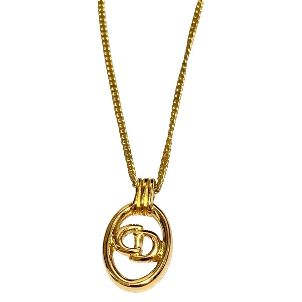 Christian Dior CD Oval Top Necklace, Gold Color, Women's
